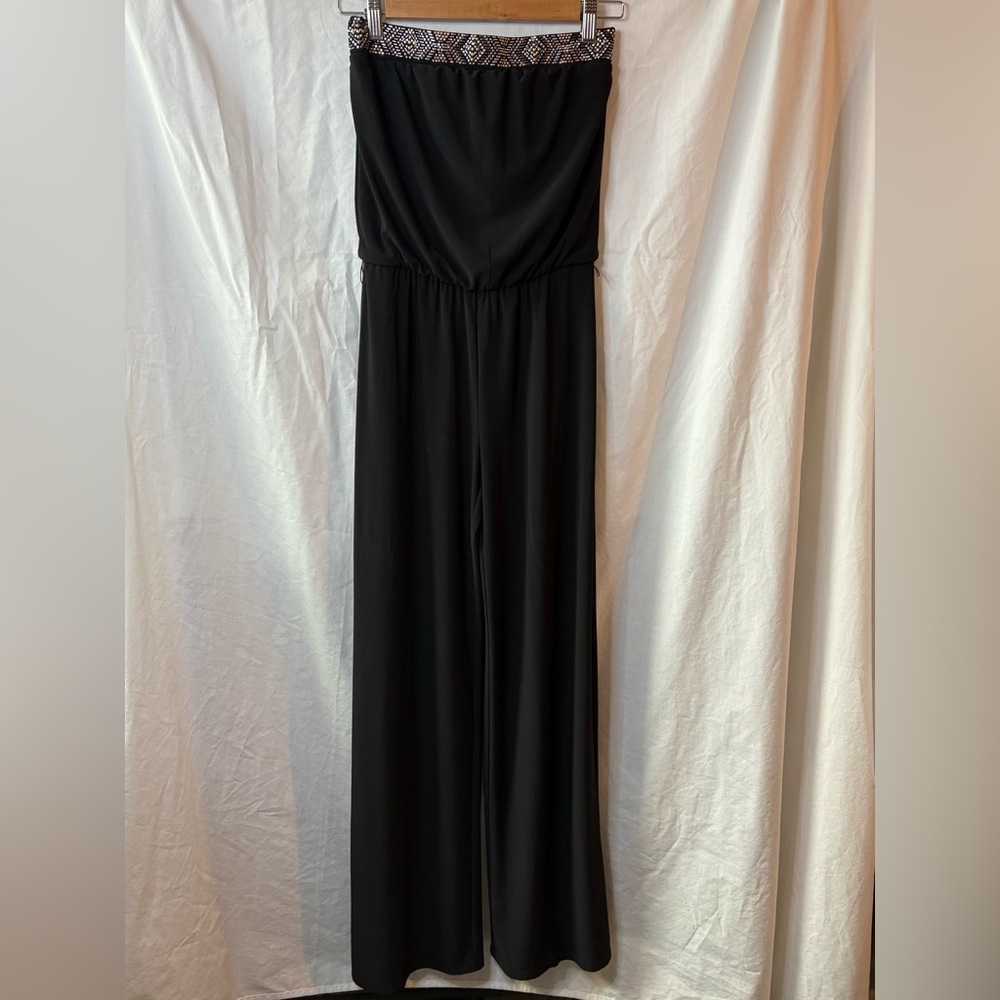 White House Black Market Sleeveless Black Jumper with Sparkling Neckline